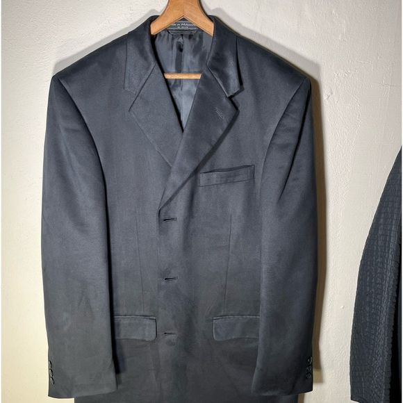 Bill Blass 42 long black polyester sport coat/blazer sueded fabric - Picture 1 of 8